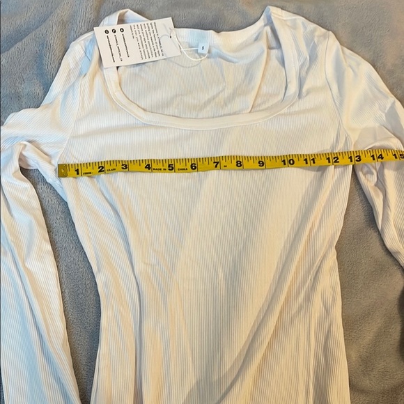 NEW White Ribbed Scoop Neck Long Sleeve Shirt - Picture 8 of 8